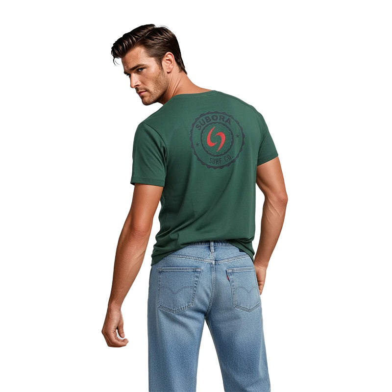 subora, subora surf, Subora Surf Co, coasty, coasty logo, coasty logo tshirt, living in the moment, shiggles, surf, surfing, beach, swimwear, summer, tshirt, Subora Coasty Tee green