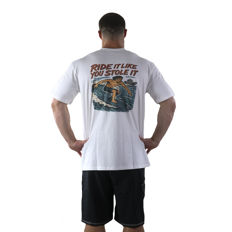 subora, subora surf, Subora Surf Co,  living in the moment, shiggles, surf, surfing, beach, swimwear, summer, tshirt, ride it like you stole it