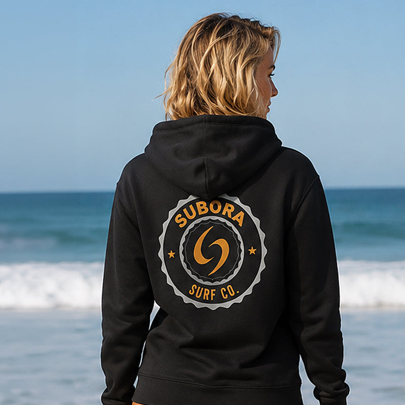 Subora, subora surf, Subora Surf Co, hoodie, black hoodie, Coasty, Coasty Logo, Coasty Logo Hoodie, Living in the moment, shiggles, surf, surfing, surf wear, beach, summer, womens black surf hoodie, black womens hoodie australia, womens coastal hoodie, womens beach hoodie, womens oversized black hoodie, surfwear hoodie womens, australian surf hoodie womens, womens pullover black hoodie, womens casual beach hoodie, womens lifestyle surf hoodie